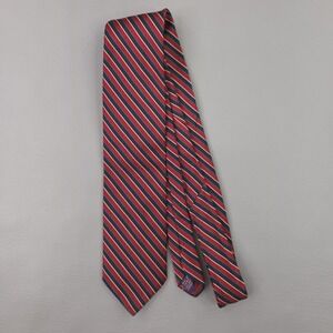 Vintage Pride Of England Tie Mens One Size Red Polyester Repp Striped Short